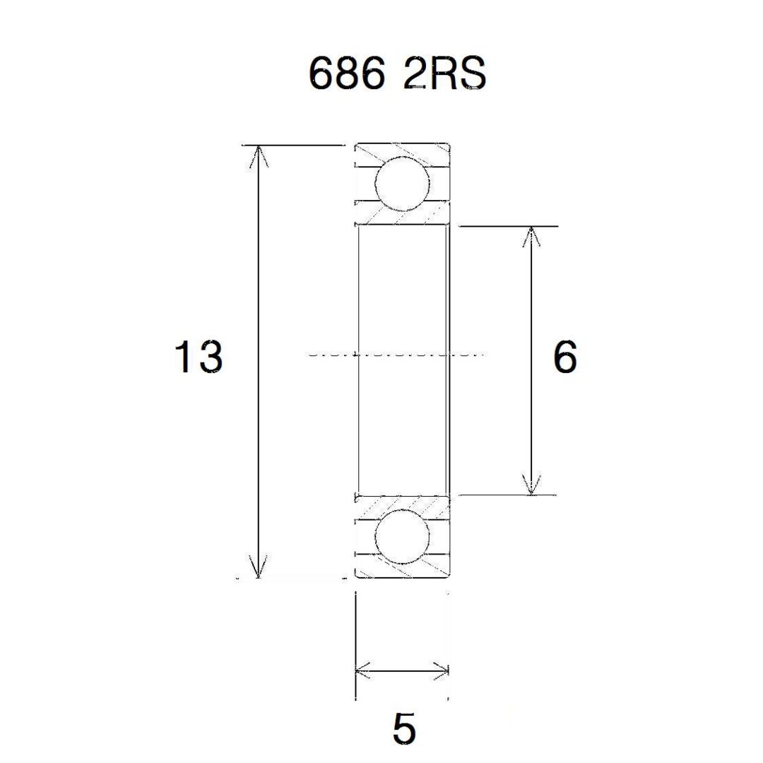 Lager B5 686-2rs BLACK BEARING – bild 2