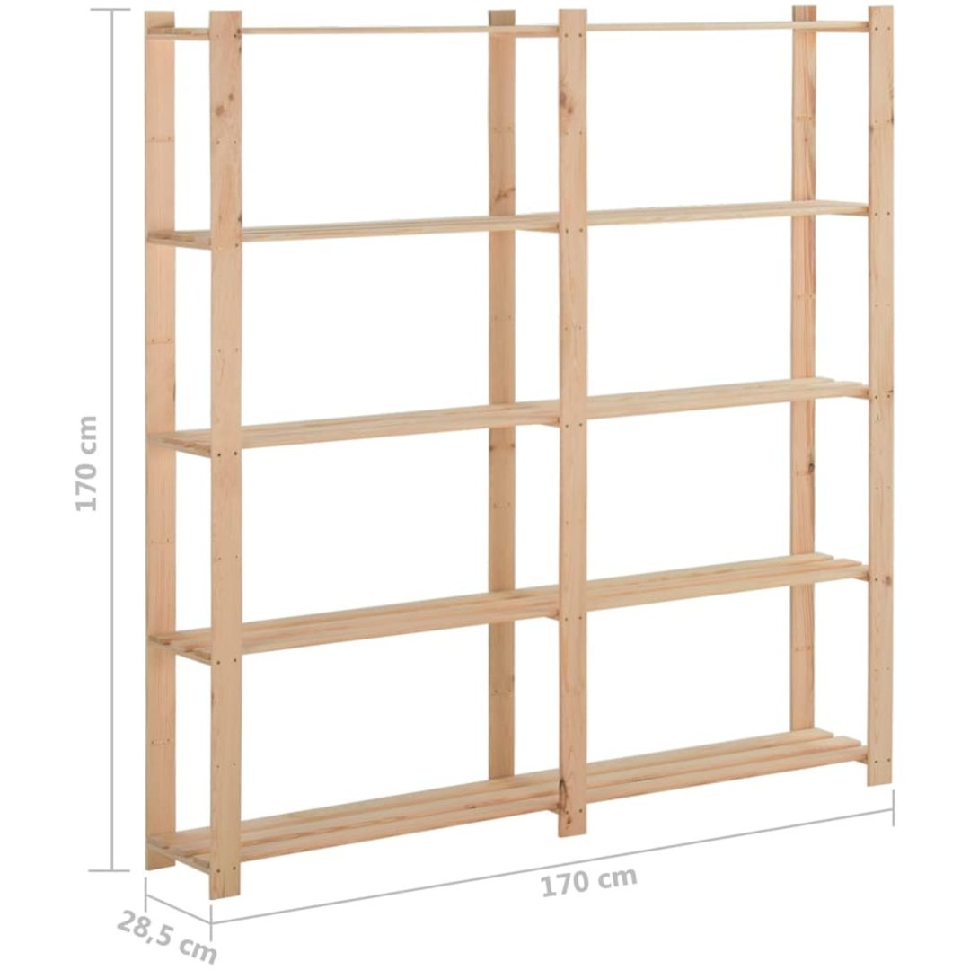 Lagerhylla 5 hyllplan massivt granträ vidaXL 170 x 28.5 x 170 cm – bild 6