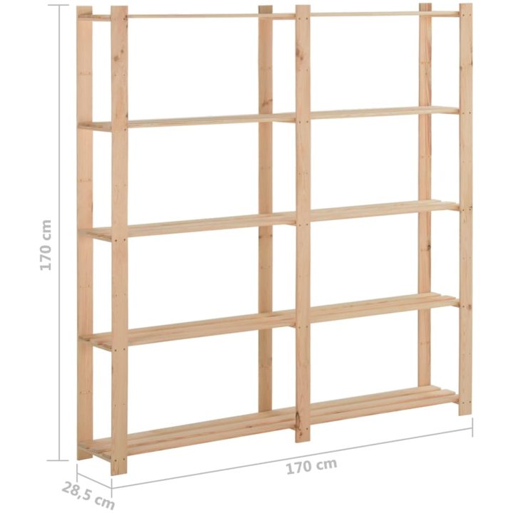 Lagerhylla 5 hyllplan massivt granträ vidaXL 170 x 28.5 x 170 cm – bild 6