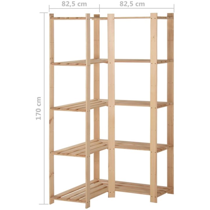 Lagerhylla hörn 5 hyllplan 82,5x82,5x170 cm massiv furu vidaXL – bild 7