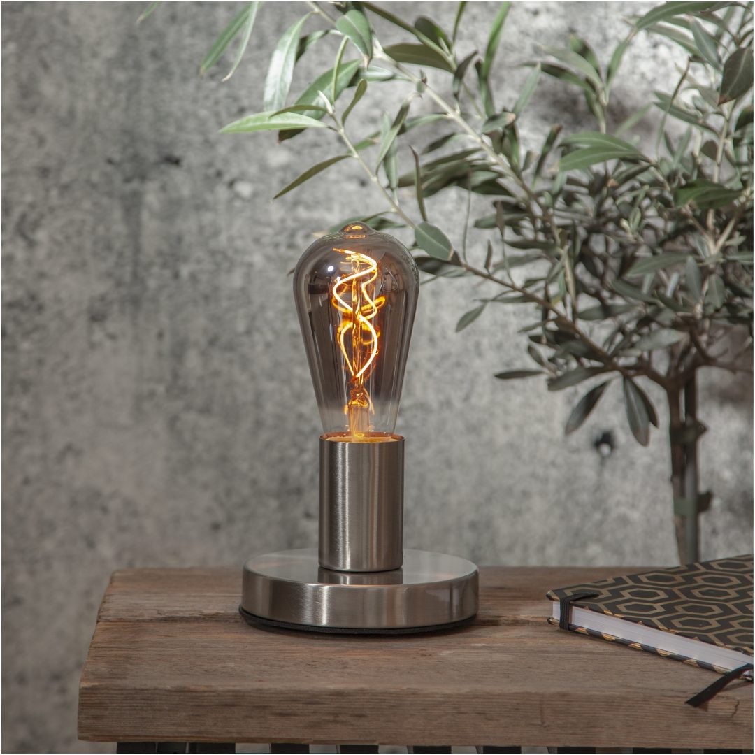 Lampfot E27 Glans Borstat stål Star Trading – bild 5