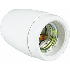 Lamphållare i porslin, Med jordskruv, M 10x1, E27 MALMBERGS
