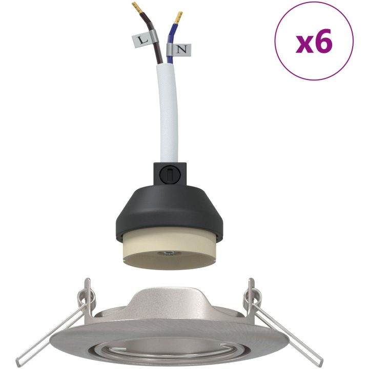 Lampor Set med 6 Silver Aluminium Inbyggda Lampor Runda vidaXL 9 cm – bild 4