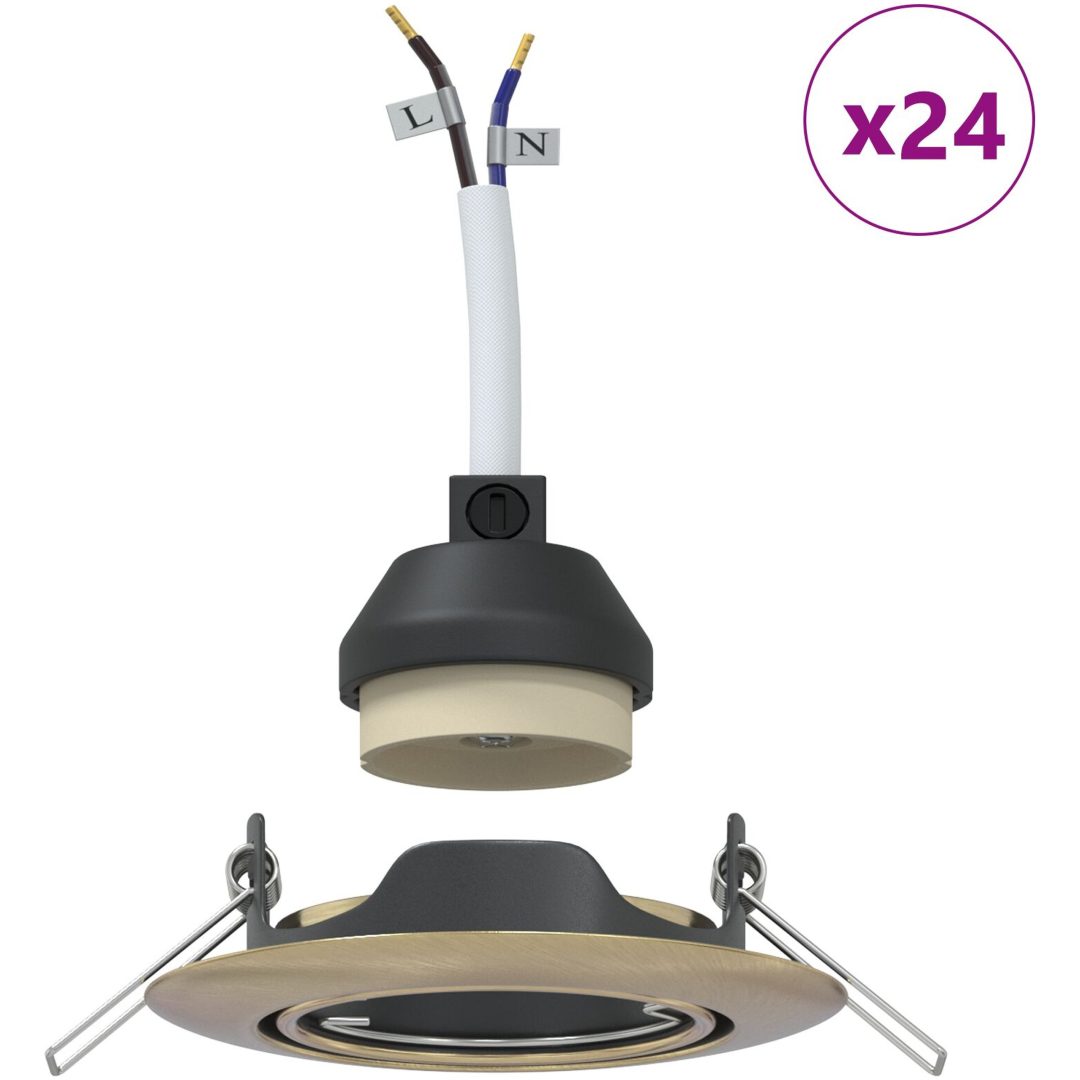 Lampor Set om 24 Mässing Infällda LED-lampor Runda vidaXL 9 cm – bild 4