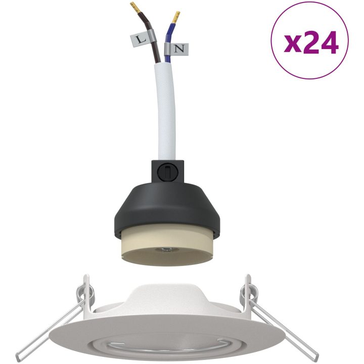 Lampor Set om 24 Vit Plast Runda inbyggda taklampor Rund vidaXL 9 cm – bild 4