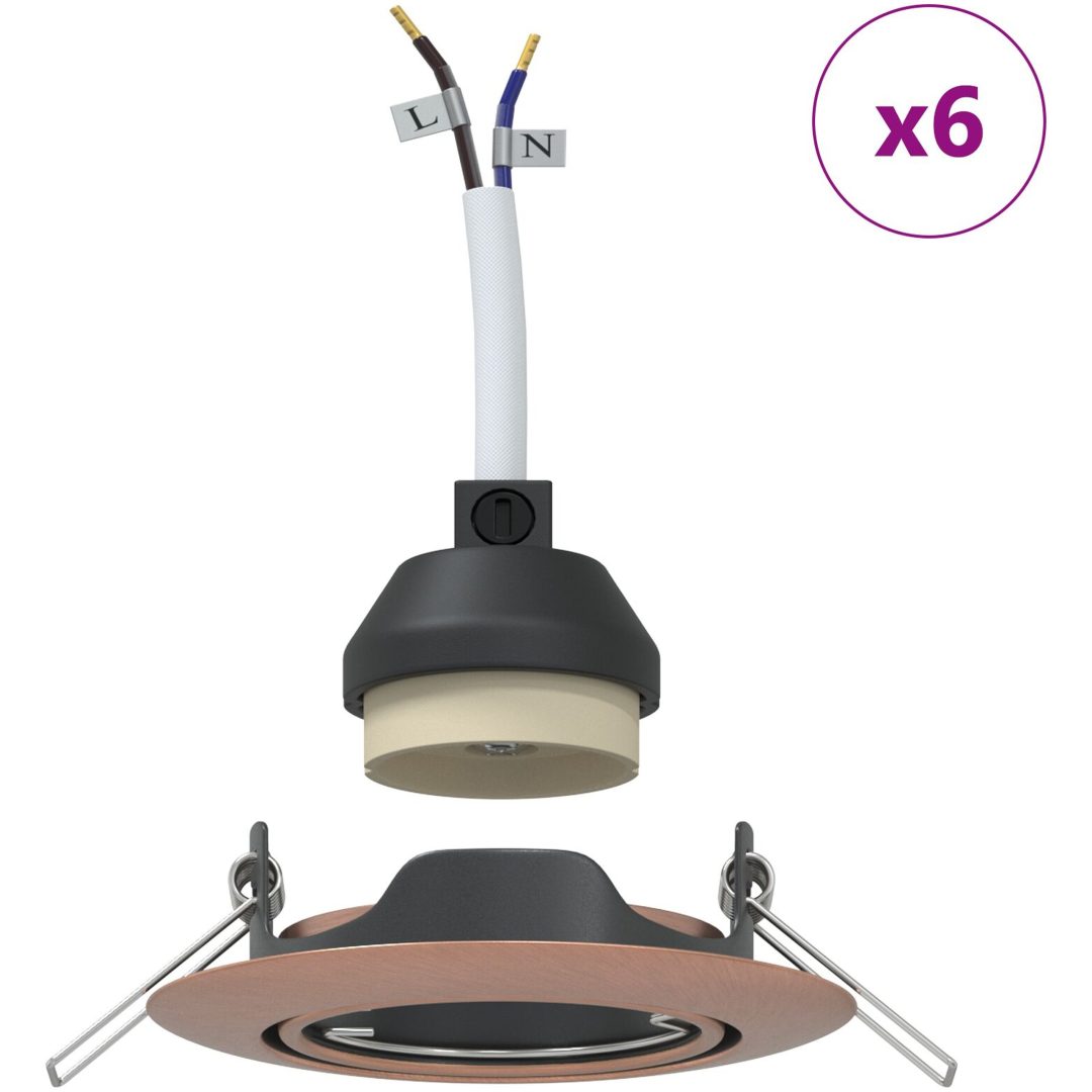 Lampor Set om 6 Koppar Taklampor Runda Modern vidaXL 9 cm – bild 4