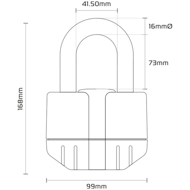 Lås med Kedja 16mm + 12mm X 2.0m OXFORD – bild 2