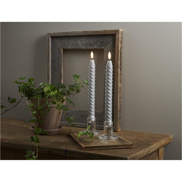 LED Antikljus 2-pack Flamme Swirl Grå Star Trading – bild 5