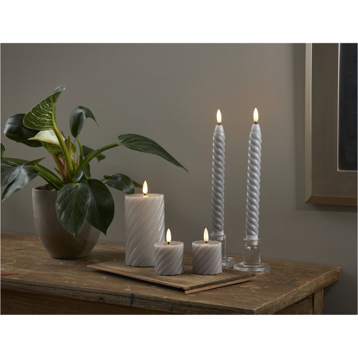 LED Antikljus 2-pack Flamme Swirl Grå Star Trading – bild 2