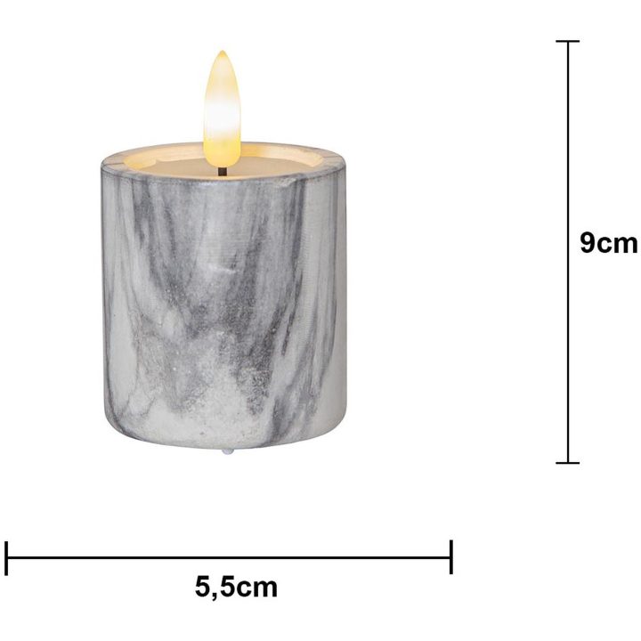 LED Blockljus 2-pack Flamme Marble Grå Star Trading – bild 11