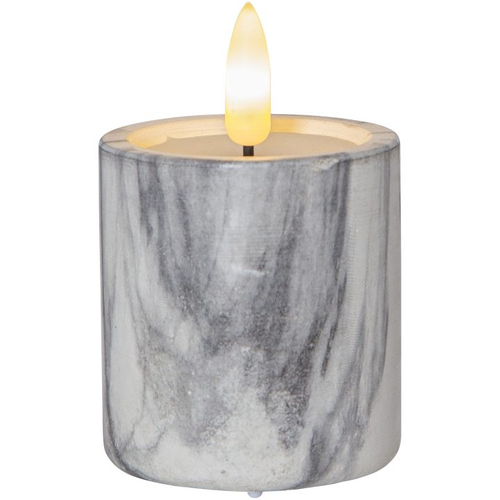 LED Blockljus 2-pack Flamme Marble Grå Star Trading – bild 6