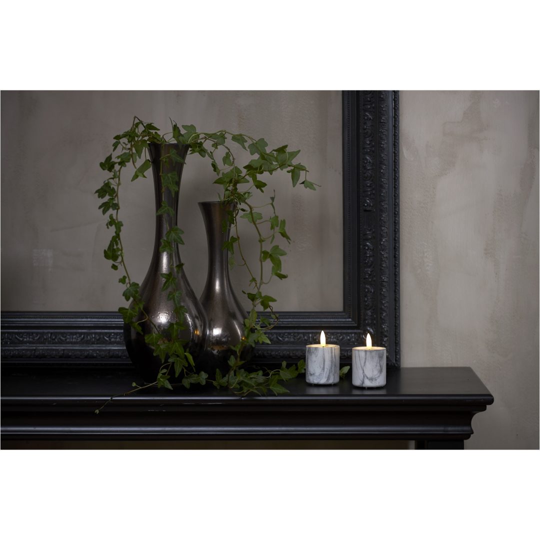 LED Blockljus 2-pack Flamme Marble Grå Star Trading – bild 5