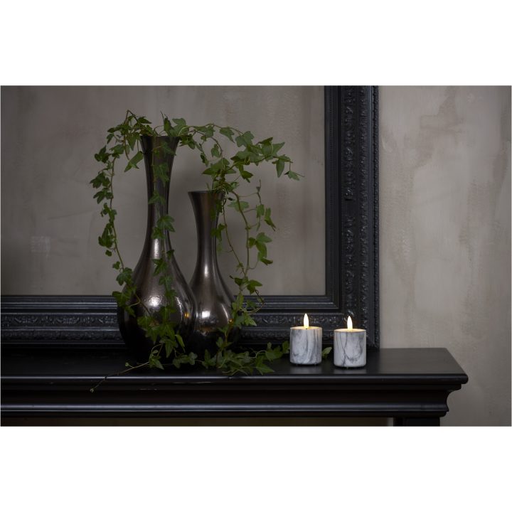 LED Blockljus 2-pack Flamme Marble Grå Star Trading – bild 5