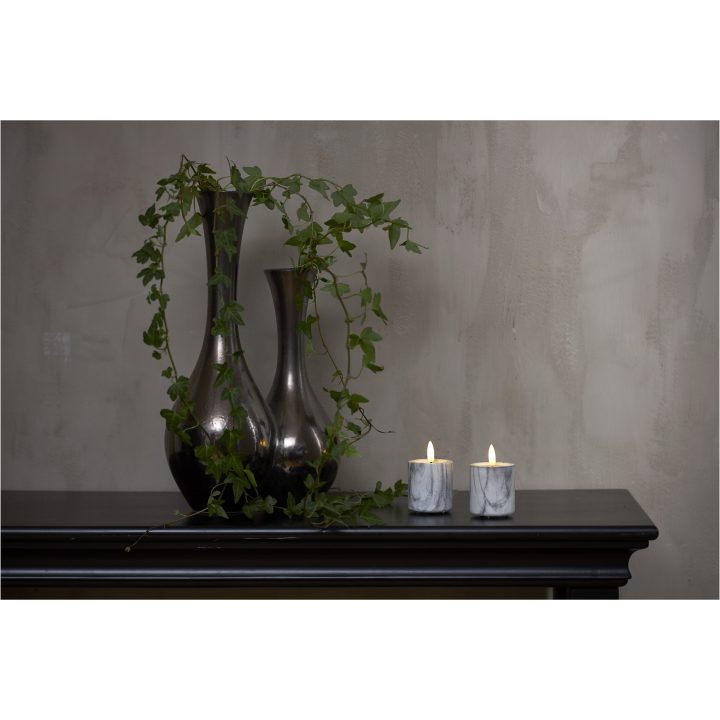 LED Blockljus 2-pack Flamme Marble Grå Star Trading – bild 4