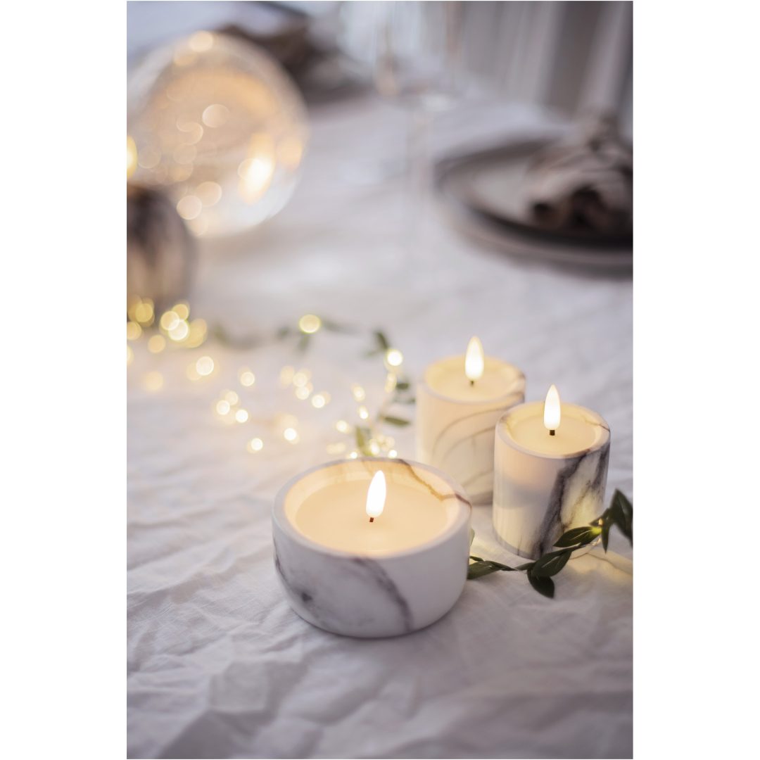 LED Blockljus 2-pack Flamme Marble Grå Star Trading – bild 8