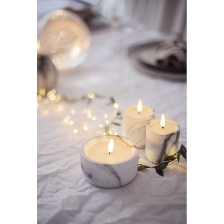 LED Blockljus 2-pack Flamme Marble Grå Star Trading – bild 8