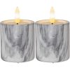 LED Blockljus 2-pack Flamme Marble Grå Star Trading – miniatyr 1