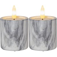 LED Blockljus 2-pack Flamme Marble Grå Star Trading