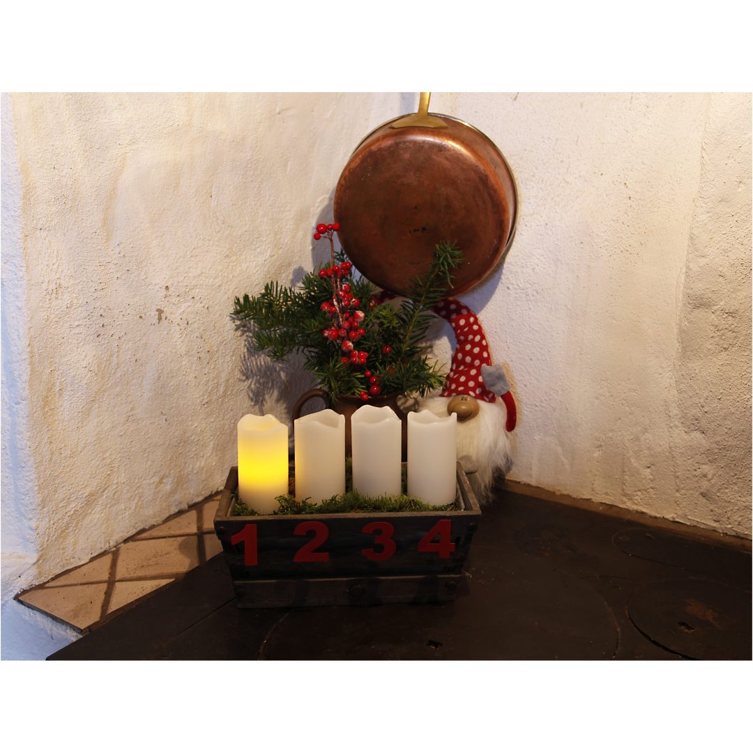 LED Blockljus 4-pack Advent Vit Star Trading – bild 5