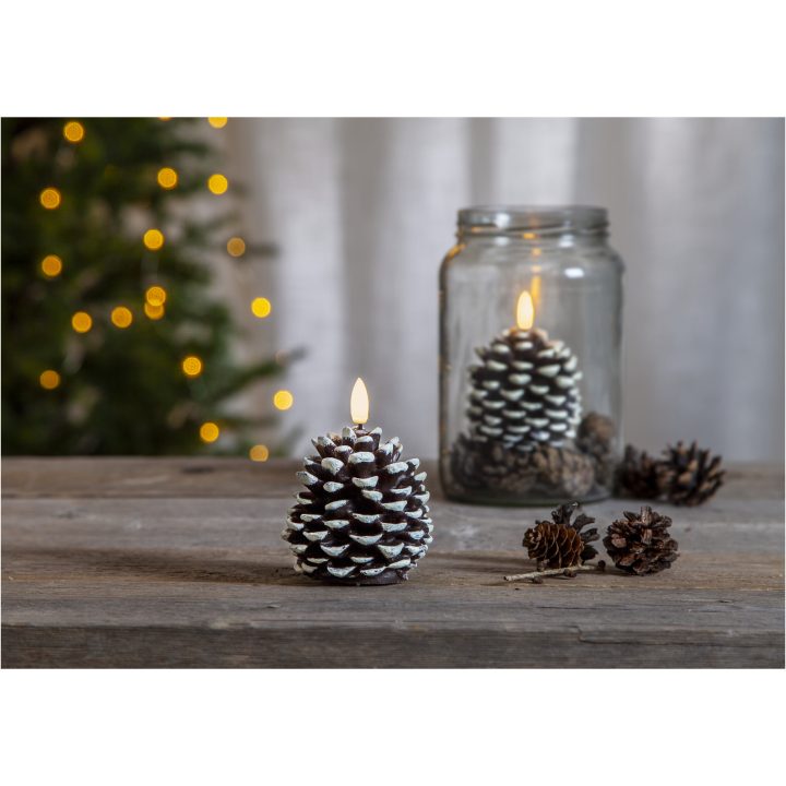 LED Blockljus Flamme Cone Brun Star Trading – bild 4