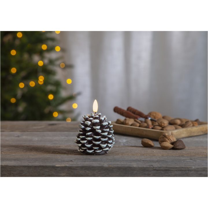 LED Blockljus Flamme Cone Brun Star Trading – bild 3