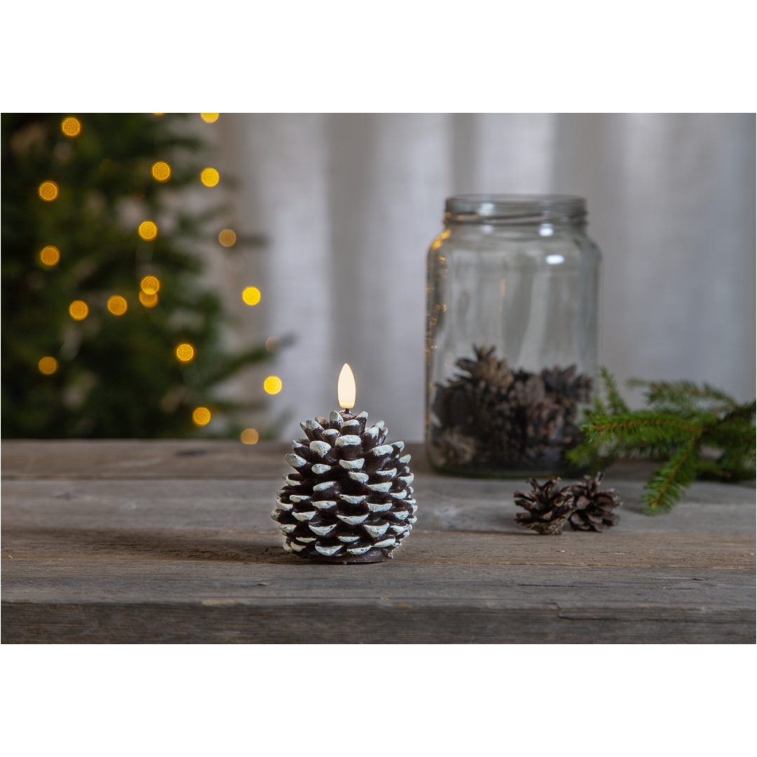 LED Blockljus Flamme Cone Brun Star Trading – bild 2