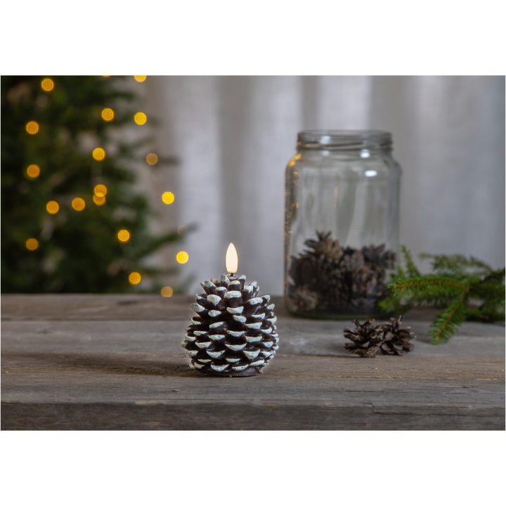 LED Blockljus Flamme Cone Brun Star Trading – bild 2
