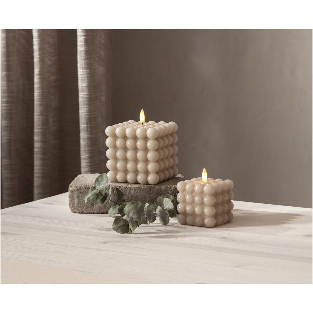 LED Blockljus Flamme Dot Beige Star Trading