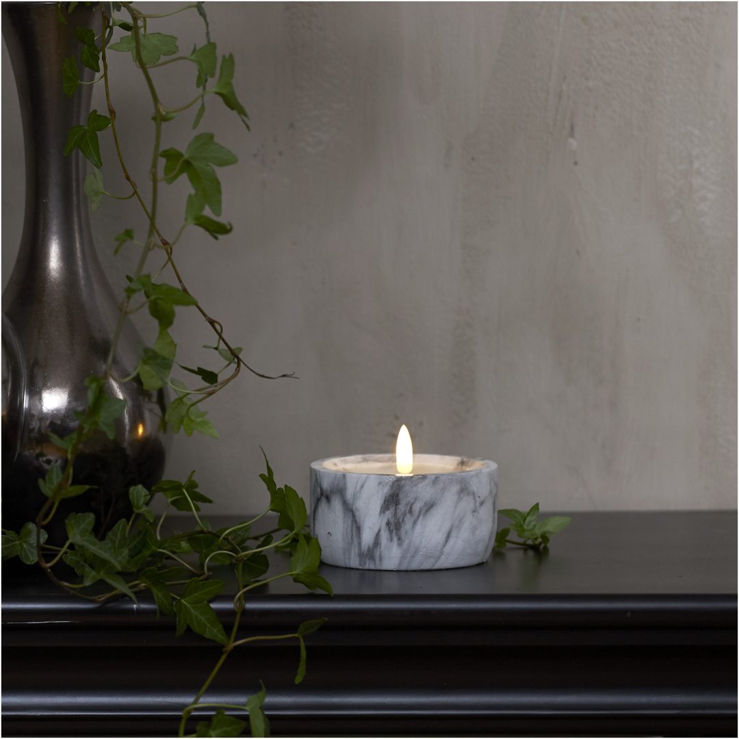 LED Blockljus Flamme Marble Grå Star Trading – bild 6