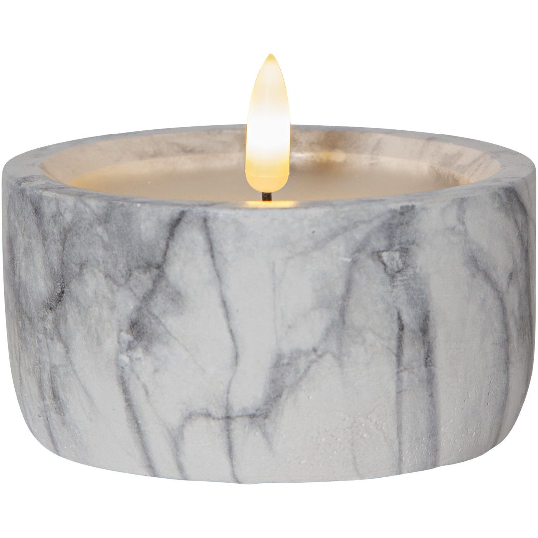 LED Blockljus Flamme Marble Grå Star Trading