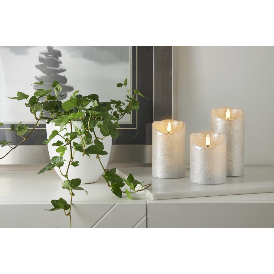 LED Blockljus Flamme Rustic Silver Star Trading – bild 2