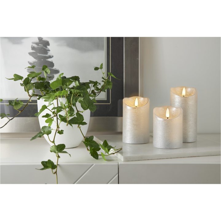 LED Blockljus Flamme Rustic Silver Star Trading – bild 2