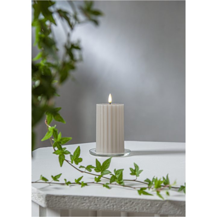 LED-blockljus Flamme Stripe Beige Star Trading – bild 2