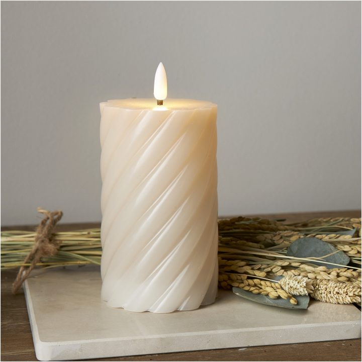 LED Blockljus Flamme Swirl Beige Star Trading – bild 7