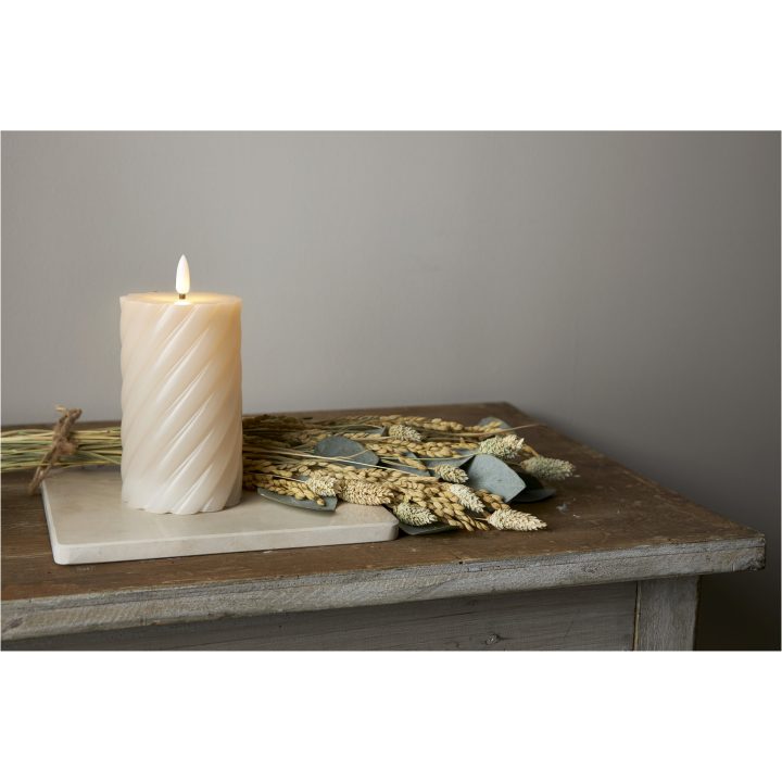 LED Blockljus Flamme Swirl Beige Star Trading – bild 6