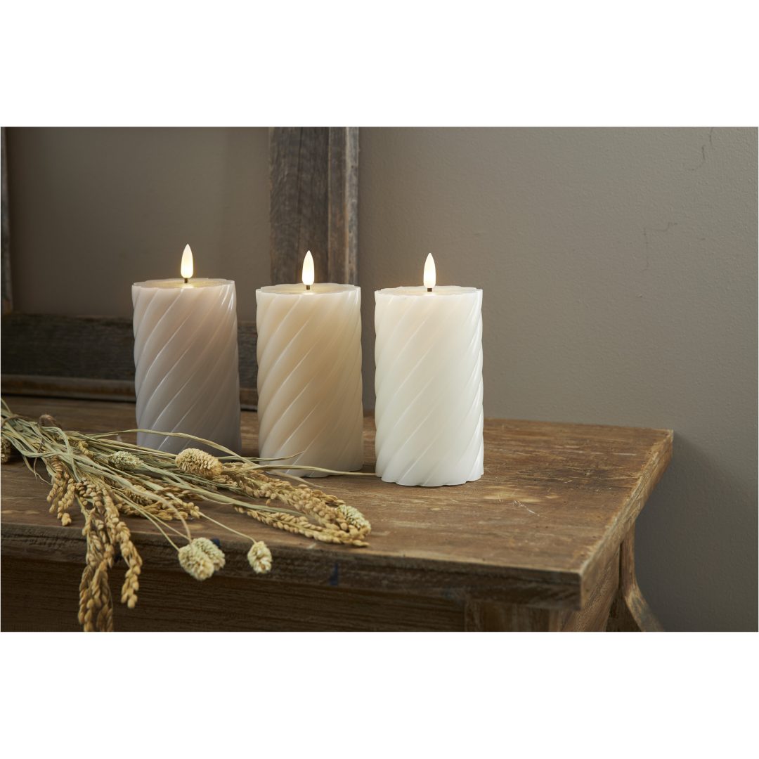 LED Blockljus Flamme Swirl Grå Star Trading – bild 2