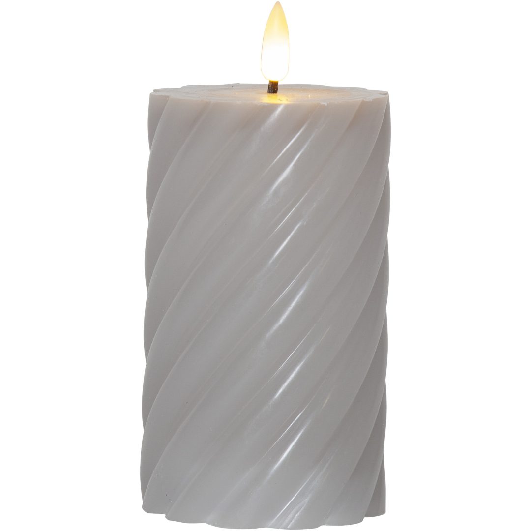 LED Blockljus Flamme Swirl Grå Star Trading