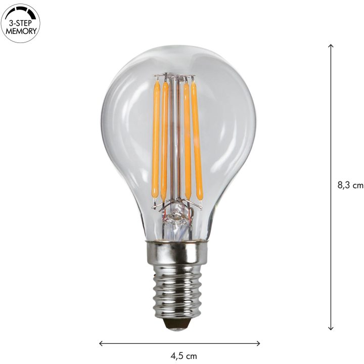 LED-lampa E14 Klot Clear 3-step memory Transparent Star Trading – bild 2