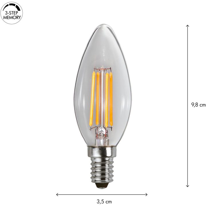 LED-lampa E14 Kron Clear 3-step memory Transparent Star Trading – bild 6