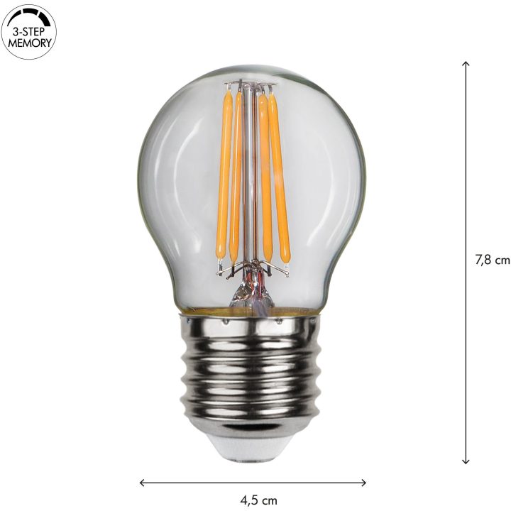LED-lampa E27 Klot Clear 3-step memory Transparent Star Trading – bild 6