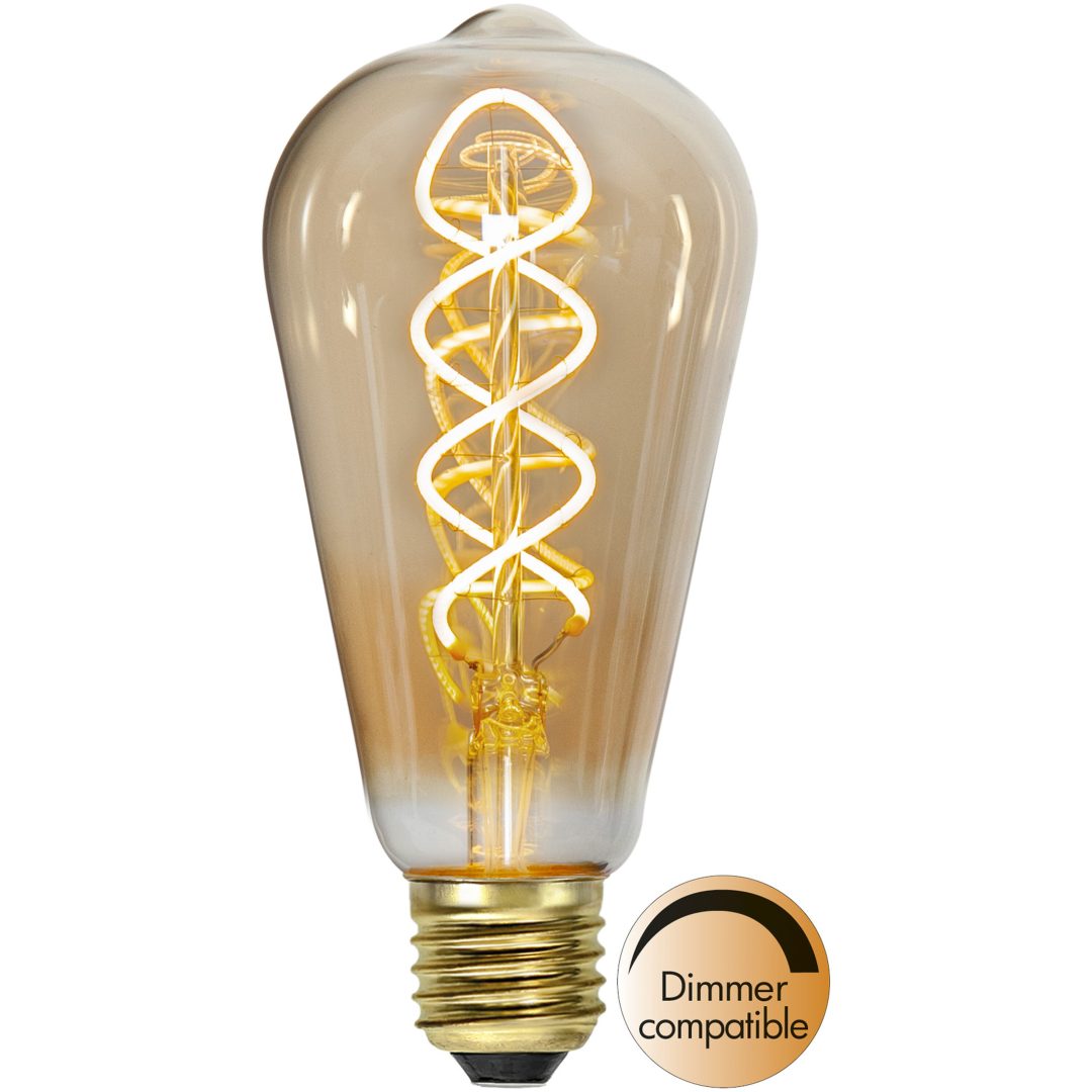 LED-lampa E27 ST64 Decoled Spiral Amber Star Trading