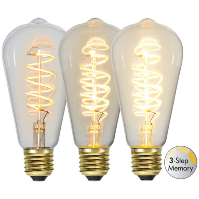 Star Trading LED-lampa E27 ST64 Decoled Spiral Clear 3-step memory