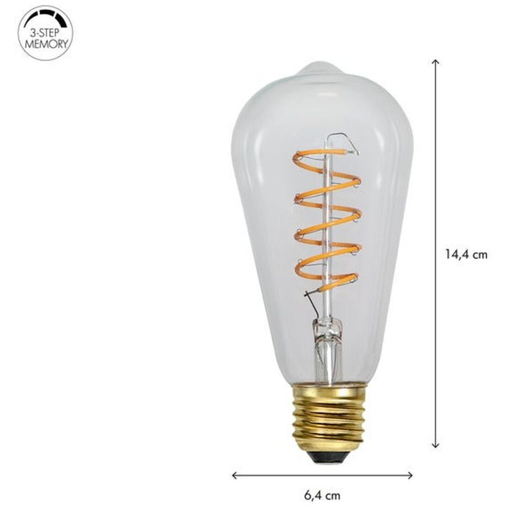 LED-lampa E27 ST64 Decoled Spiral Clear 3-step memory Star Trading – bild 2