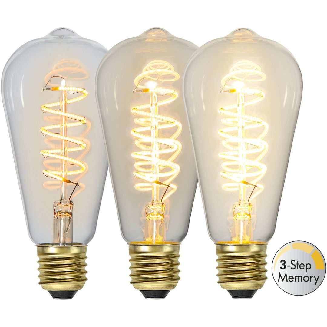 LED-lampa E27 ST64 Decoled Spiral Clear 3-step memory Star Trading