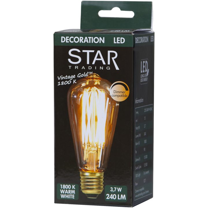 LED-lampa E27 ST64 Vintage Gold Amber Star Trading – bild 3