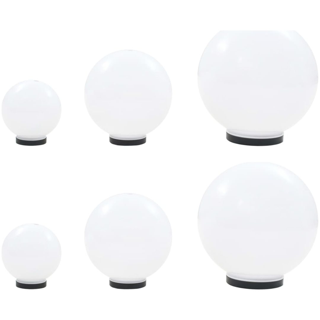 LED-lampor 6 st sfäriska 20/30/40 cm PMMA vidaXL
