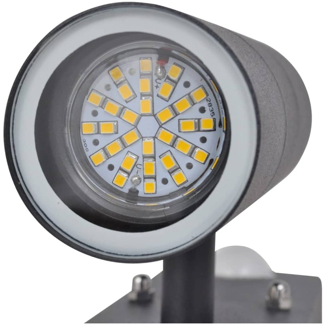 LED Vägglampa rostfritt stål cylinderformad svart med sensor vidaXL – bild 5