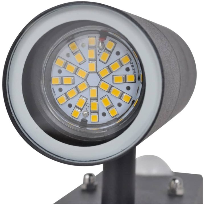 LED Vägglampa rostfritt stål cylinderformad svart med sensor vidaXL – bild 5