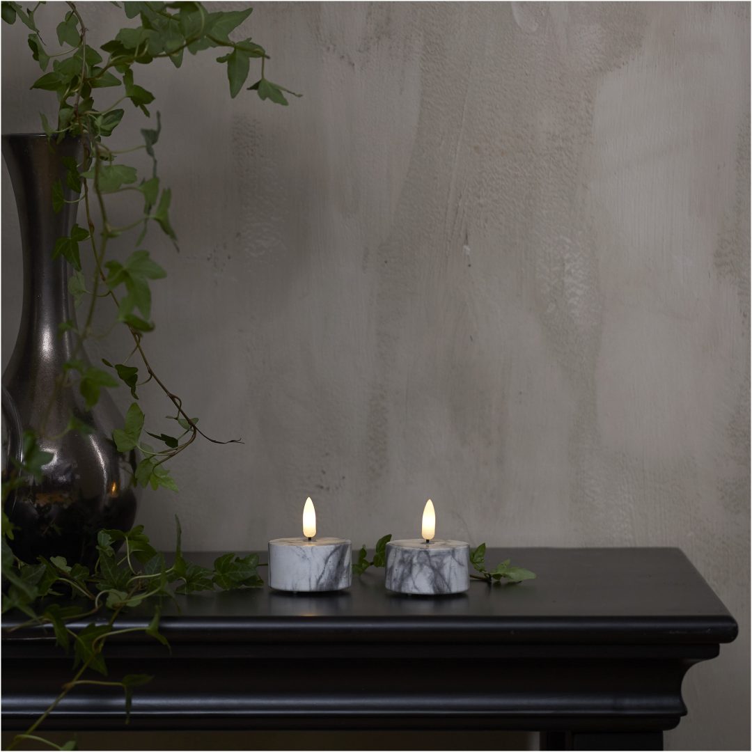 LED Värmeljus 2-pack Flamme Marble Grå Star Trading – bild 7