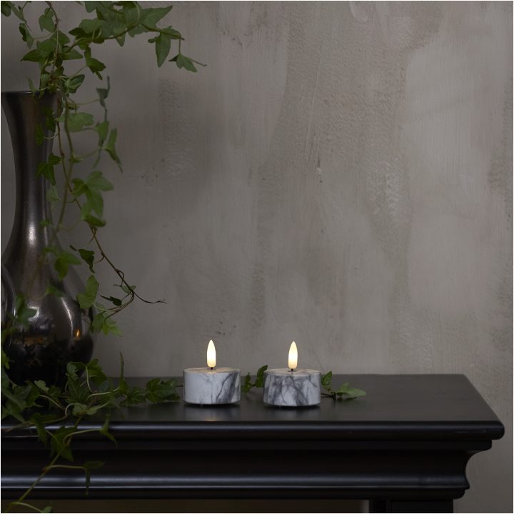 LED Värmeljus 2-pack Flamme Marble Grå Star Trading – bild 7